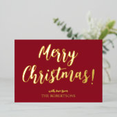 金ゴールド書エレガントメリークリスマスフォイルカード 箔シーズンカード (立ち正面)