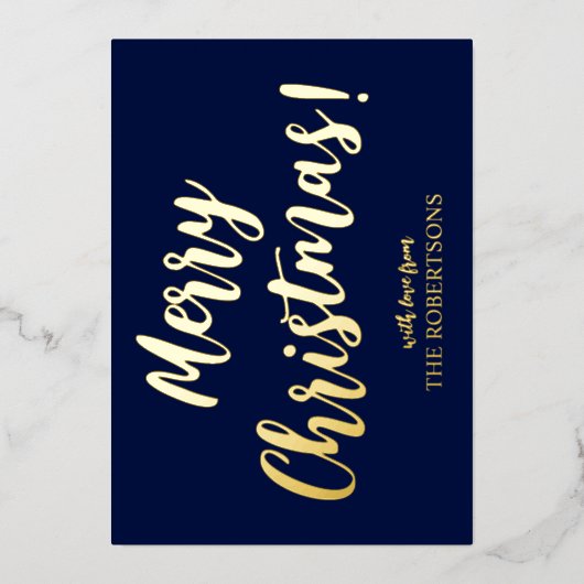 金ゴールド書エレガントメリークリスマスフォイルカード 箔シーズンカード (正面)