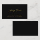 金ゴールド書スクリプトミニマリストエレガントブラック 名刺 (正面/裏面)
