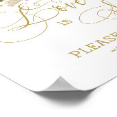 金ゴールド書ピンクフローラ愛は甘いポスター ポスター (角)