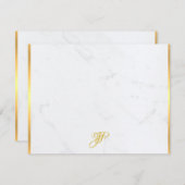 金ゴールド書付きモノグラムマーブルモダンテンプレート ノートカード (正面/裏面)