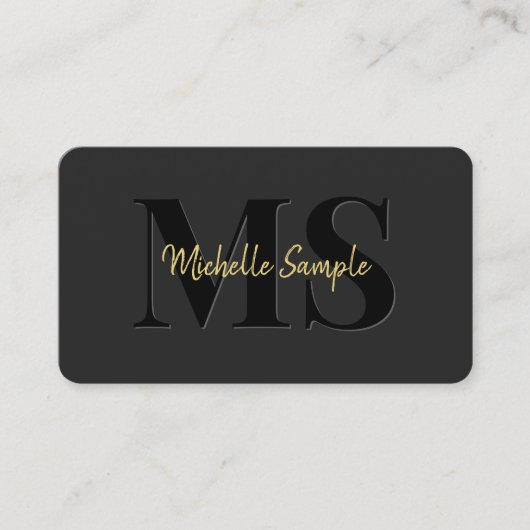 金ゴールド書付き文字名QRコードスクリプトラックス 名刺 (正面)