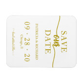 金ゴールド書以外の写真の結婚式の日付を保存 マグネット (横)