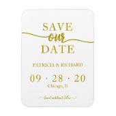 金ゴールド書以外の写真の結婚式の日付を保存 マグネット (縦)