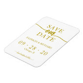 金ゴールド書以外の写真の結婚式の日付を保存 マグネット (左側)