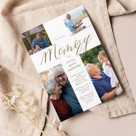 金ゴールド書写真クロス愛の記憶の葬儀 招待状