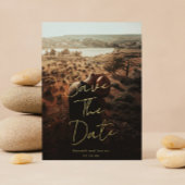 金ゴールド書名前をカスタムする写真の日付の保存 箔招待状