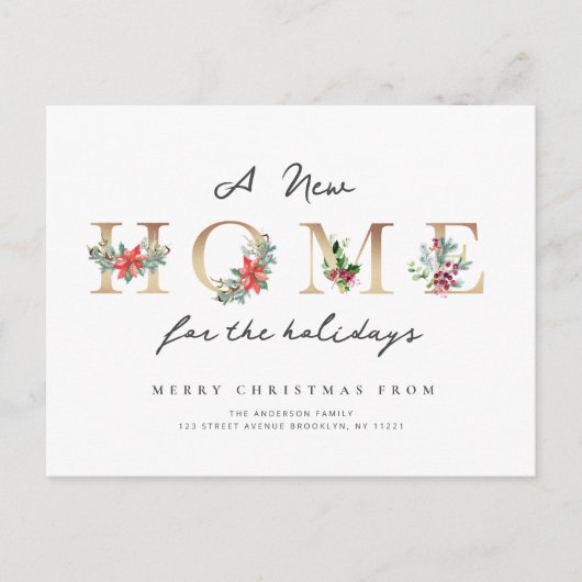 金ゴールド書簡の休日の移動告知 ポストカード (正面)