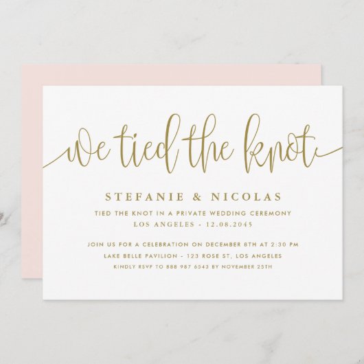 金ゴールド書結び結結婚び 招待状 (正面/裏面)