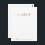 金ゴールド書結婚のバケットリストカード ポストカード<br><div class="desc">これらの金ゴールド結婚書道のバケットリストカードは、素朴な結婚式のレセプションやブライダルシャワーのための完璧な活動である。とシンプルデザインはエレガント、金ゴールド内のクラシックとスクリファンシープトタイポグラフィを備えている。どんな人生のイベントにも合わせて文言を変える。バケットリストのサインは別売。</div>
