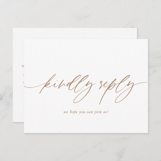 金ゴールド書結婚のメニュー選択RSVPポストカード ポストカード (正面/裏面)