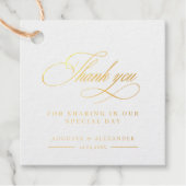 金ゴールド書結婚の感謝メッセージカード フェイバータグ (正面)