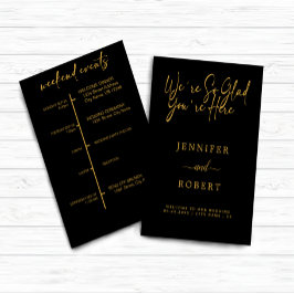 金ゴールド書結婚の週末イベントカード 招待状