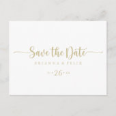 金ゴールド書習字の横書日付の保存 ポストカード (正面)