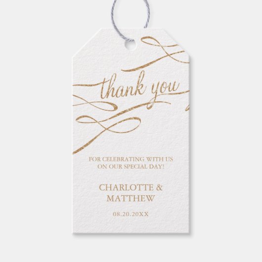 金ゴールド書道ありがとうメッセージカード ギフトタグ (正面)