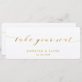 金ゴールド書道が座席のトップカードを取る 招待状 (正面/裏面)