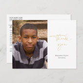 金ゴールド書道の卒業写真をありがとう ポストカード (正面/裏面)