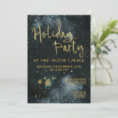 金ゴールド書道ウィンターナイトホリデーパーティー 招待状 (スタンド正面)