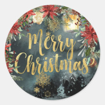 金ゴールド書道ウッドランドフローラホリデーシール