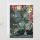 金ゴールド書道ウッドランドホリデークリスマスカード 招待状 (裏面)