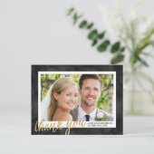 金ゴールド書道エレガントな結婚式ありがとう ポストカード (スタンド正面)