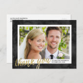 金ゴールド書道エレガントな結婚式ありがとう ポストカード (正面/裏面)