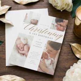 金ゴールド書道フォト《キリスト教》洗礼式や命名式&誕生日 招待状