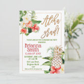 金ゴールド書道フローラルアウ(ハワイ式宴会)卒業 招待状 (スタンド正面)