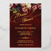 金ゴールド書道ブルゴーニュヴィンテージブライダルシャワー 箔招待状 (正面)
