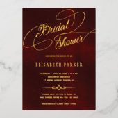 金ゴールド書道ブルゴーニュヴィンテージブライダルシャワー 箔招待状 (正面)