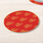 金ゴールド書道メリークリスマス紙コースター ラウンドペーパーコースター (アングル)