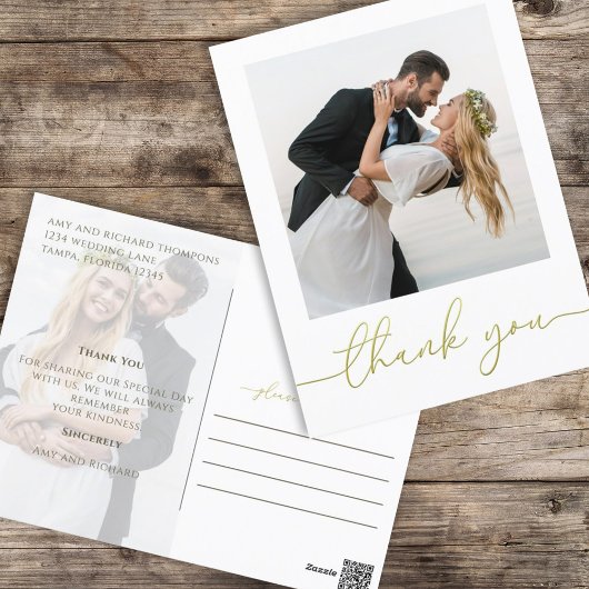 金ゴールド書道モダン台本シンプル2枚 ポストカード