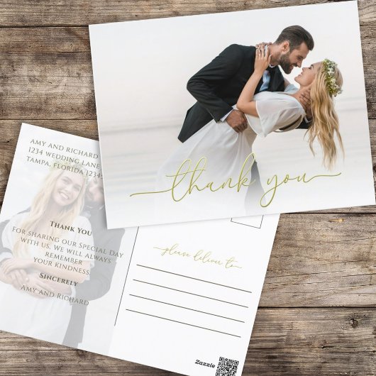 金ゴールド書道モダン台本シンプル2枚 ポストカード