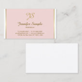 金ゴールド書道モノグラムトレンディーシックなピンクプレーン 名刺 (正面/裏面)