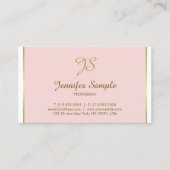 金ゴールド書道モノグラムトレンディーシックなピンクプレーン 名刺 (正面)