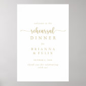 金ゴールド書道リハーサルディナーウェルカムサイン ポスター (正面)