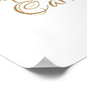 金ゴールド書道レシピカード赤ちゃんシャワーサイン ポスター (角)