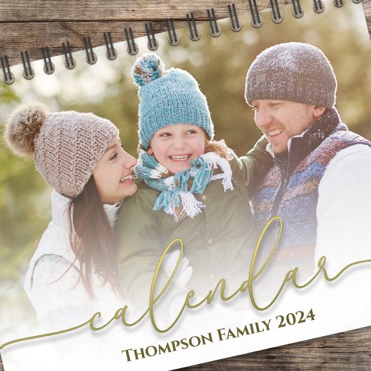 金ゴールド書道写真の月のスクリプスタイリッシュト カレンダー