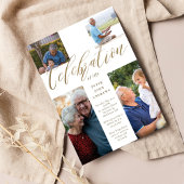 金ゴールド書道写真クロスお祝いの生活 招待状