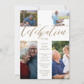 金ゴールド書道写真クロスお祝いの生活 招待状 (正面)