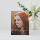 金ゴールド書道写真卒業ありがとう ポストカード (スタンド正面)