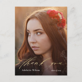 金ゴールド書道写真卒業ありがとう ポストカード