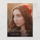 金ゴールド書道写真卒業ありがとう ポストカード (正面)