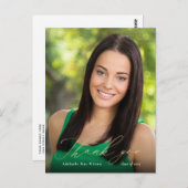 金ゴールド書道写真卒業ありがとう ポストカード (正面/裏面)