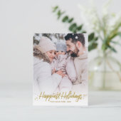 金ゴールド書道写真最も幸せな休日クリスマス ポストカード (スタンド正面)