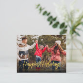 金ゴールド書道写真最も幸せな休日クリスマス ポストカード (スタンド正面)