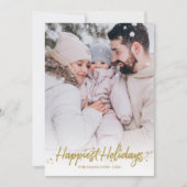 金ゴールド書道写真最も幸せな休日クリスマス 招待状 (正面)