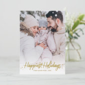 金ゴールド書道写真最も幸せな休日クリスマス 招待状 (スタンド正面)