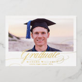 金ゴールド書道写真高校卒業 箔招待状 (正面)