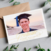 金ゴールド書道写真高校卒業 箔招待状